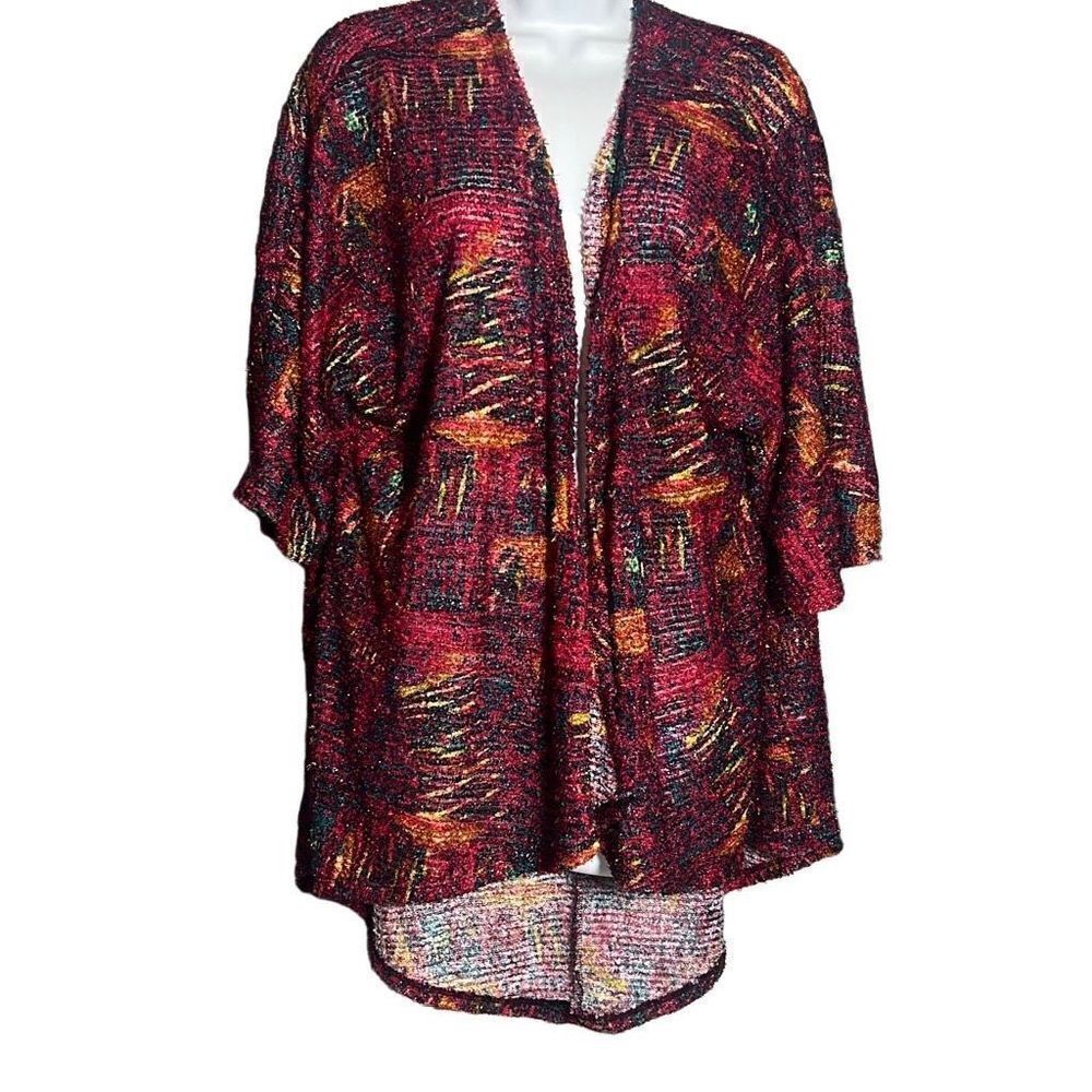 Lularoe Womens Kimono Cardigan Sweater Open Front 3/4 Sleeve Multicolor Small